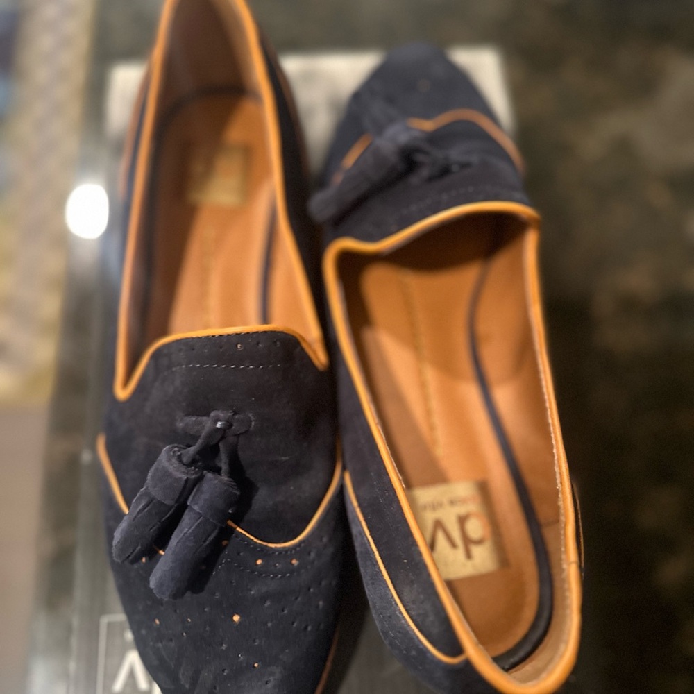 DV by Dolce Vita Blue and Tan Flats with Bow Detail